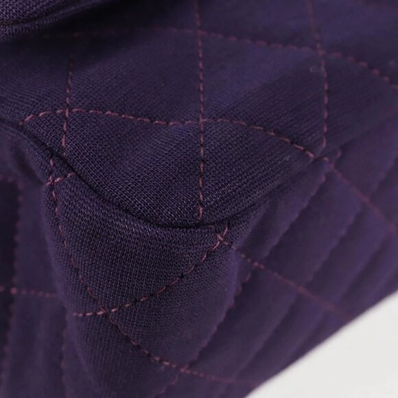 CHANEL Matelasse 2.55 Double Flap Chain Bag Cotton Purple CC Auth 127929M - Picture 9 of 15